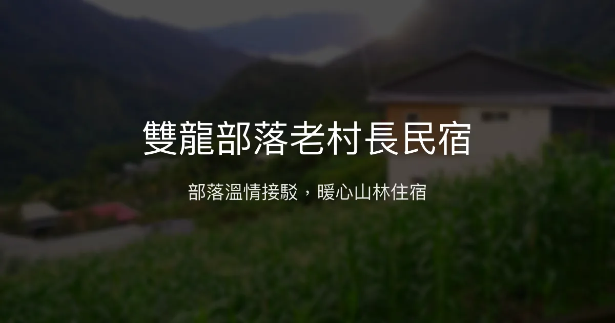 雙龍部落老村長民宿評價、特色體驗、接駁服務與溫馨住宿 - 部落文化深度體驗