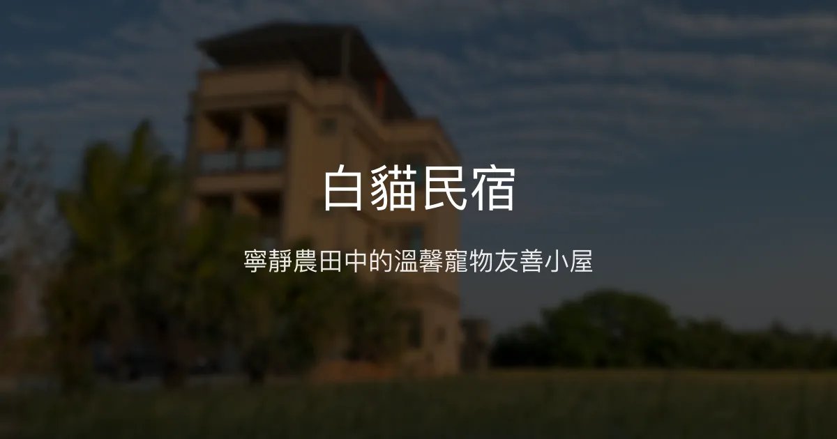 白貓民宿評價、特色體驗、房價資訊、訂房連結 - 寵物友善與甜點美味